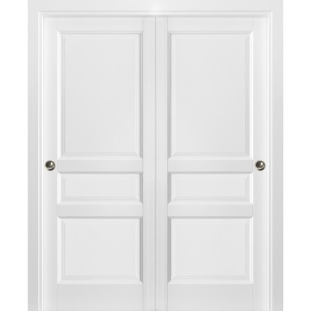 SARTODOORS Closet Bypass Interior Door, 84" x 80", White LUCIA31DBD-BEM-84